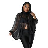 Trendy Print Batwing Sleeves Chiffon Tops YF-10512