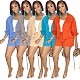 Solid Color Pockets Jackets with Shorts Casual Two Pieces Sets XT-88103
