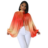 Trendy Print Batwing Sleeves Chiffon Tops YF-10512