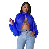 Trendy Print Batwing Sleeves Chiffon Tops YF-10512