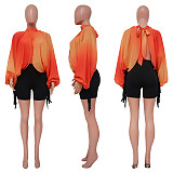Trendy Print Batwing Sleeves Chiffon Tops YF-10512