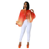 Trendy Print Batwing Sleeves Chiffon Tops YF-10512