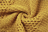 Yellow Knitted Hollow Out Backless High Waist Casual Rompers SXE-29052