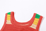 Colorful Knitted Crop Vest with High Waist Mini Skirts 2 Pieces Set SXE-31549