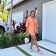Fashion Stripes Pockets Orange Two Pieces Shorts Sets HMS-5578