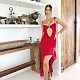 Sexy Ladies Straps Backless Hollow Out Split Length Dresses MS-1830