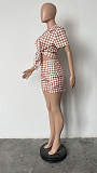 Fashion Plaid Print Cardigan Top and Pockets Shorts 2 Pieces Set HMS-5576