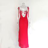 Sexy Ladies Straps Backless Hollow Out Split Length Dresses MS-1830