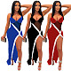 Sexy Mesh Patchwork Straps Irregular Split Maxi Dresses Party ML-7506