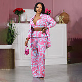 Trendy Print Women Long Sleeves Long Pants Three Pieces Sets SFY-2337