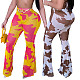Summer Women Breathable Mesh Printed Flared Pants ML-7522