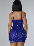 Sexy Mesh Hot Drilling Transparent Straps Mini Dresses RS-9358