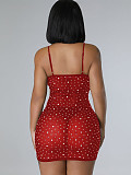 Sexy Mesh Hot Drilling Transparent Straps Mini Dresses RS-9358