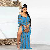 Knitted Loose Sleeveless Slit Beach Dresses TK-6290