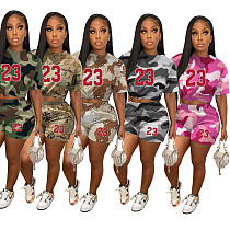 Trendy Camouflage Print Women Shorts 2 Pieces Sets OQ-0199