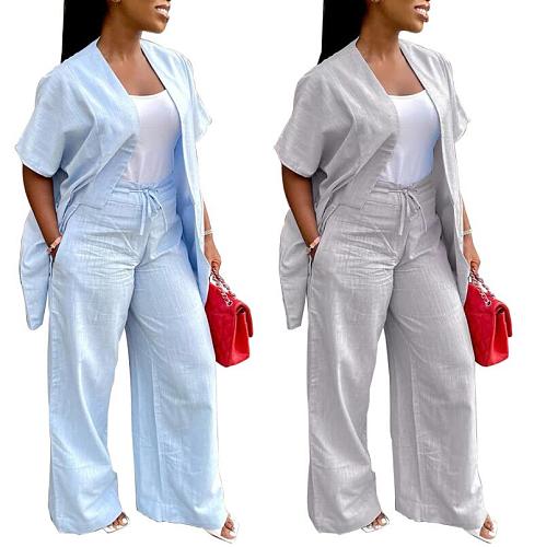 Women Loose Cardigan Casual Two Pieces Sets MK-3160