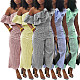 Women Stripes Oblique Shoulder Flounced Casual Jumpsuits MK-3161