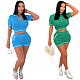 Knitted Sweater Short Sleeve Two Piece Shorts Set OSM-4401