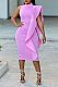 Elegant Pink Flounced Sleeveless Women Slim Midi Dresses MK-3168