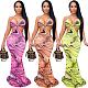 Sexy Printing Cut Out Backless Maxi Slip Dresses YS-862