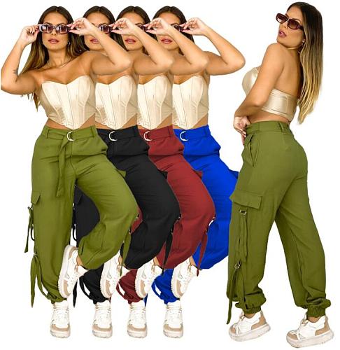 Hip Hop Street Solid Color Casual Cargo Pants XT-8181
