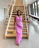Elegant Ladies Print V-neck Sleeveless Long Party Dresses RC-3174