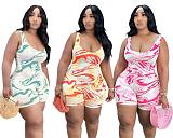 Trendy Print Sleeveless Large Size Rompers GT-9126