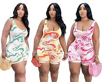 Trendy Print Sleeveless Large Size Rompers GT-9126