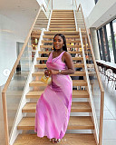 Elegant Ladies Print V-neck Sleeveless Long Party Dresses RC-3174