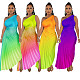 Fashion Gradient Color One-shoulder Pleated Maxi Dresses RC-3173