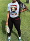 Casual Large Size Two Pieces Sets Women Print Tops And  Black Pants DN-N8000C16