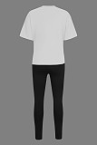 Casual Large Size Two Pieces Sets Women Print Tops And  Black Pants DN-N8000C16