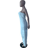 White Strapless Pockets Women Sexy Jumpsuits MK-3183