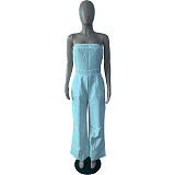 White Strapless Pockets Women Sexy Jumpsuits MK-3183