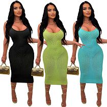 Sexy Hollow Out Straps Knitted Slim Maxi Dresses LA-3338
