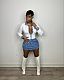 Blue Slim Package Hips Pockets Denim Short Skirt LX-3551