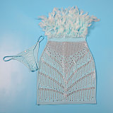 Sexy Off Shoulder Feather Hot Drilling Package Hips Mini Dress NY-2775