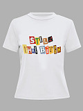 Causal Letter Printed Women Loose Large Size T-shirts DN-N8020S40