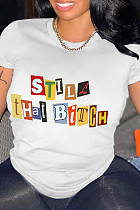 Causal Letter Printed Women Loose Large Size T-shirts DN-N8020S40