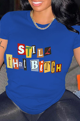 Causal Letter Printed Women Loose Large Size T-shirts DN-N8020S40