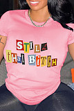 Causal Letter Printed Women Loose Large Size T-shirts DN-N8020S40