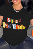 Causal Letter Printed Women Loose Large Size T-shirts DN-N8020S40
