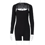 Sexy Hollow Out Solid Color Long Sleeves Bodycon Rompers BLG-3613236