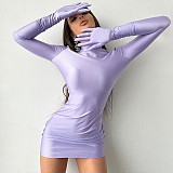 Women Long Sleeves Round Collar Mini Dresses BLG-3612995