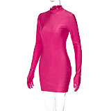 Women Long Sleeves Round Collar Mini Dresses BLG-3612995
