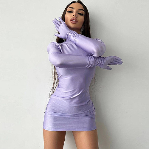 Women Long Sleeves Round Collar Mini Dresses BLG-3612995