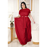 Large Size 5XL Women Solid Color Cross Strap Skirt 2 Pieces Sets ASL-7025