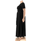 Fashion Tie-dye Print Plus Size 5XL Long Skirt Two Pieces Sets OSS-21087