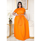 Large Size 5XL Women Solid Color Cross Strap Skirt 2 Pieces Sets ASL-7025