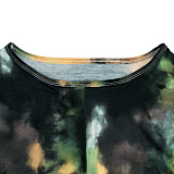 Fashion Tie-dye Print Plus Size 5XL Long Skirt Two Pieces Sets OSS-21087